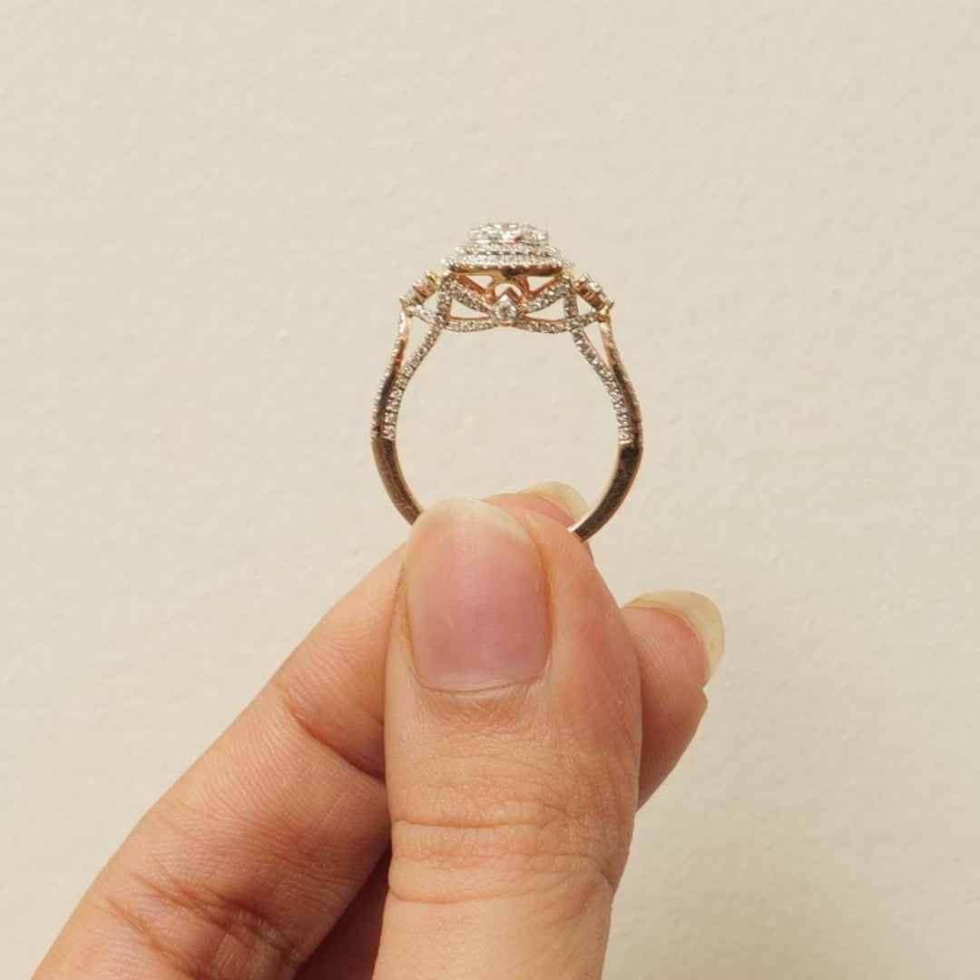 Cushion Cluster Diamond Ring, 14k Solid Gold, Illusion Setting, Natural Diamonds, Double Halo Engagement Ring, Statement Ring, Gift for Her