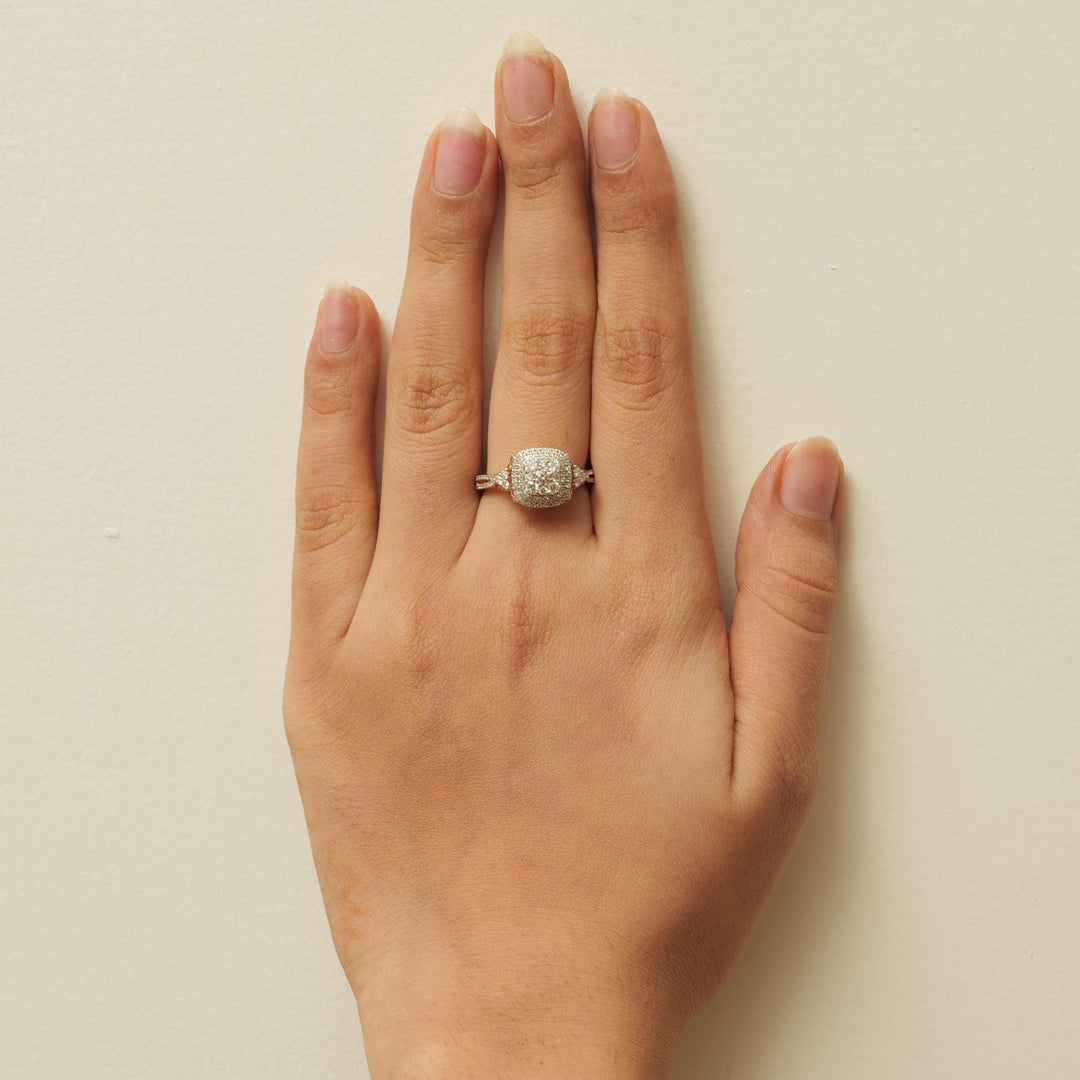 Cushion Cluster Diamond Ring, 14k Solid Gold, Illusion Setting, Natural Diamonds, Double Halo Engagement Ring, Statement Ring, Gift for Her