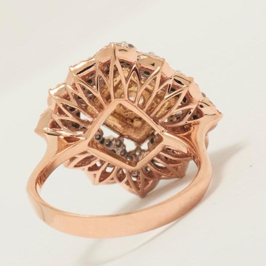 Halo Diamond Floral Cluster Ring, 14k Solid Gold, Natural Diamonds, Halo Setting Cocktail Ring, Bridal Statement Ring, Gift For Her