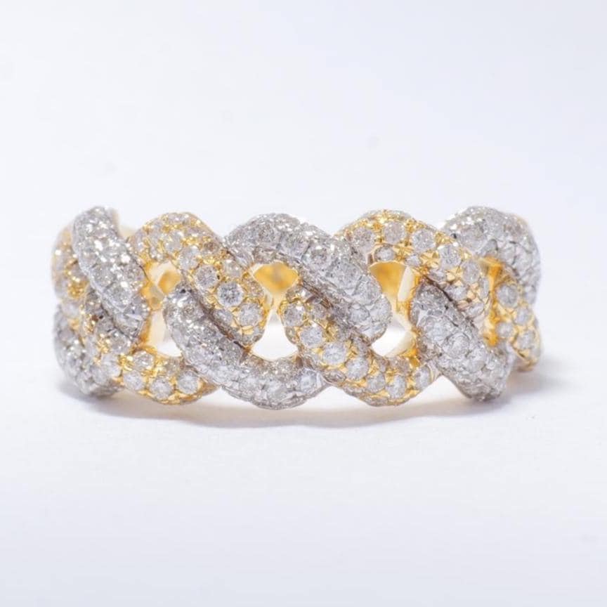 Miami Cuban Diamond Ring, 14K Solid Gold, Eternity Band, Iced Out With Handset Natural Diamonds,  Women's Day Gift