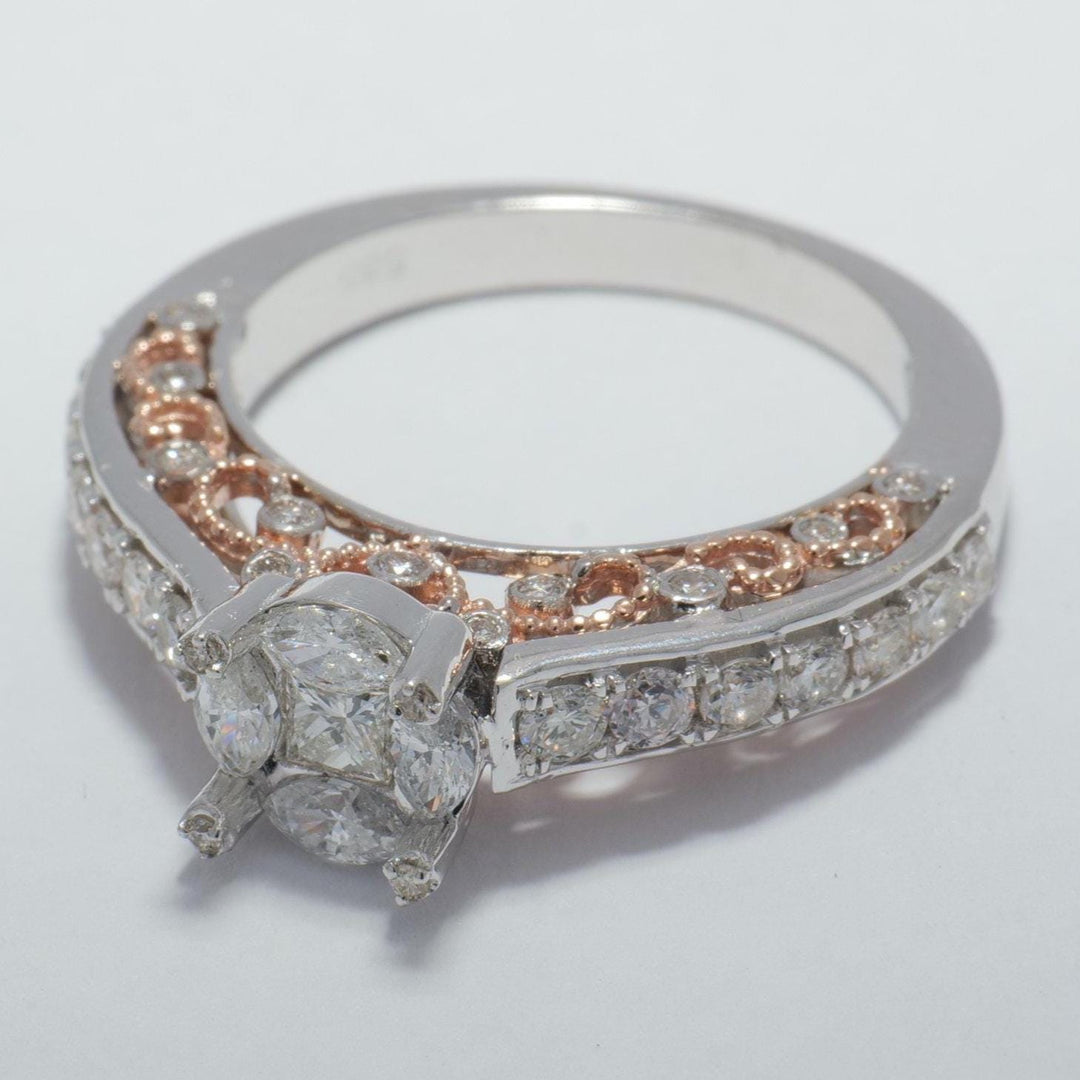 Illusion Set  Fancy Natural Diamond Ring: 14k Solid Gold Filigree Statement Jewellery, Certified Jewelry