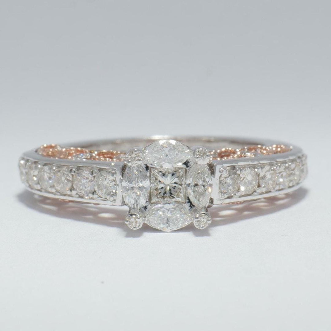 Illusion Set  Fancy Natural Diamond Ring: 14k Solid Gold Filigree Statement Ring, IGI Certified, Ready To Ship