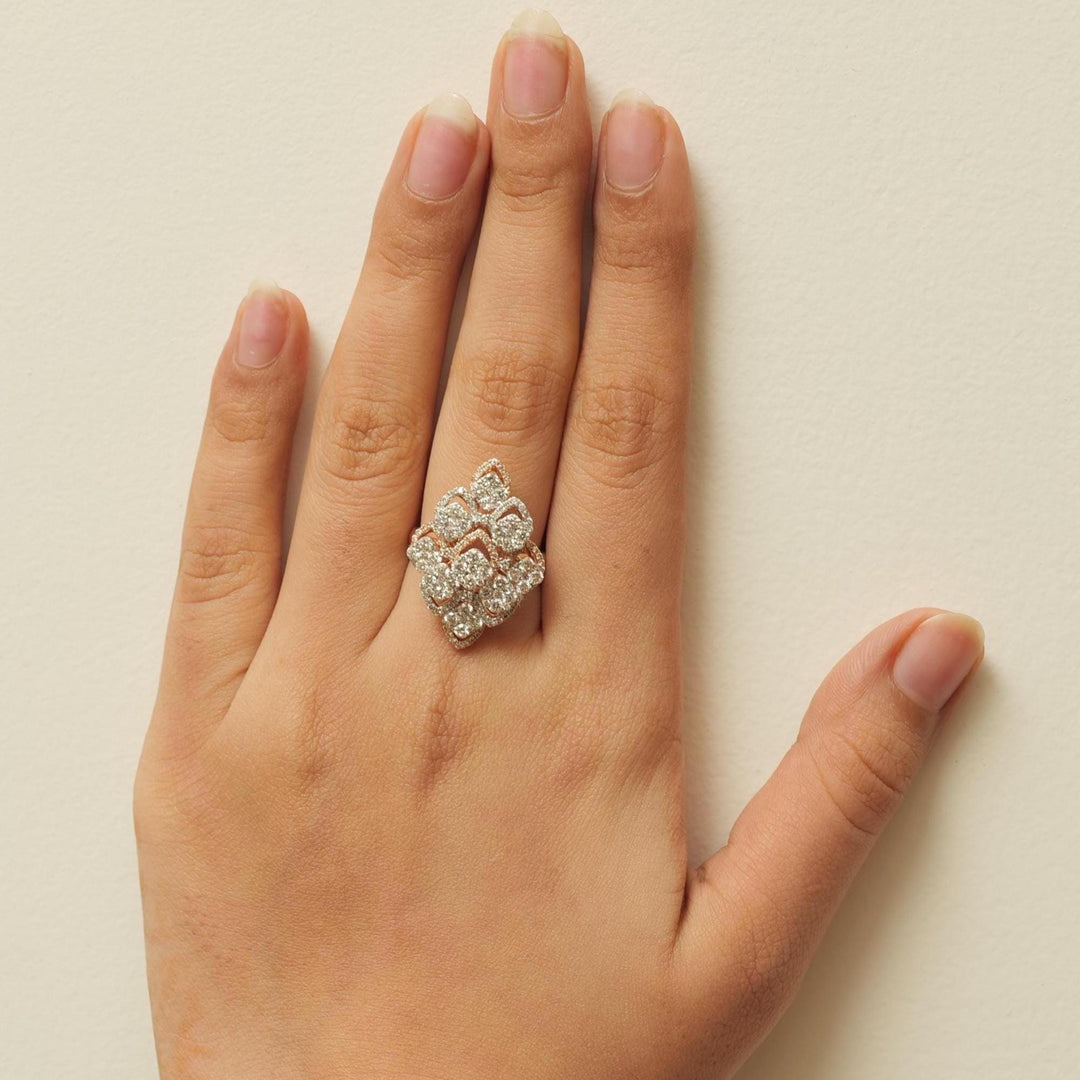 Cocktail Halo Diamond Ring, 14k Solid Gold, Natural Diamonds, Cluster Set Wedding Ring, Illusion Setting, Statement Jewelry, Gift For Her