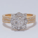 Load image into Gallery viewer, Floral Cluster Diamond Ring, 14k Solid Gold, Natural Diamonds, Two-Toned Pave Ring, Engagement Band, Wedding Bridal Jewelry, Gift For Her
