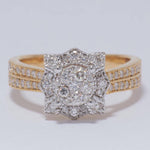 Load image into Gallery viewer, Floral Cluster Natural Diamond Proposal Ring: 14k Solid Gold Two-Toned Pave Wedding Bridal Jewellery, Certified Jewelry
