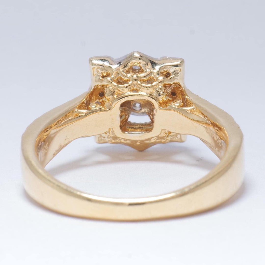 Floral Cluster Diamond Ring, 14k Solid Gold, Natural Diamonds, Two-Toned Pave Ring, Engagement Band, Wedding Bridal Jewelry, Gift For Her