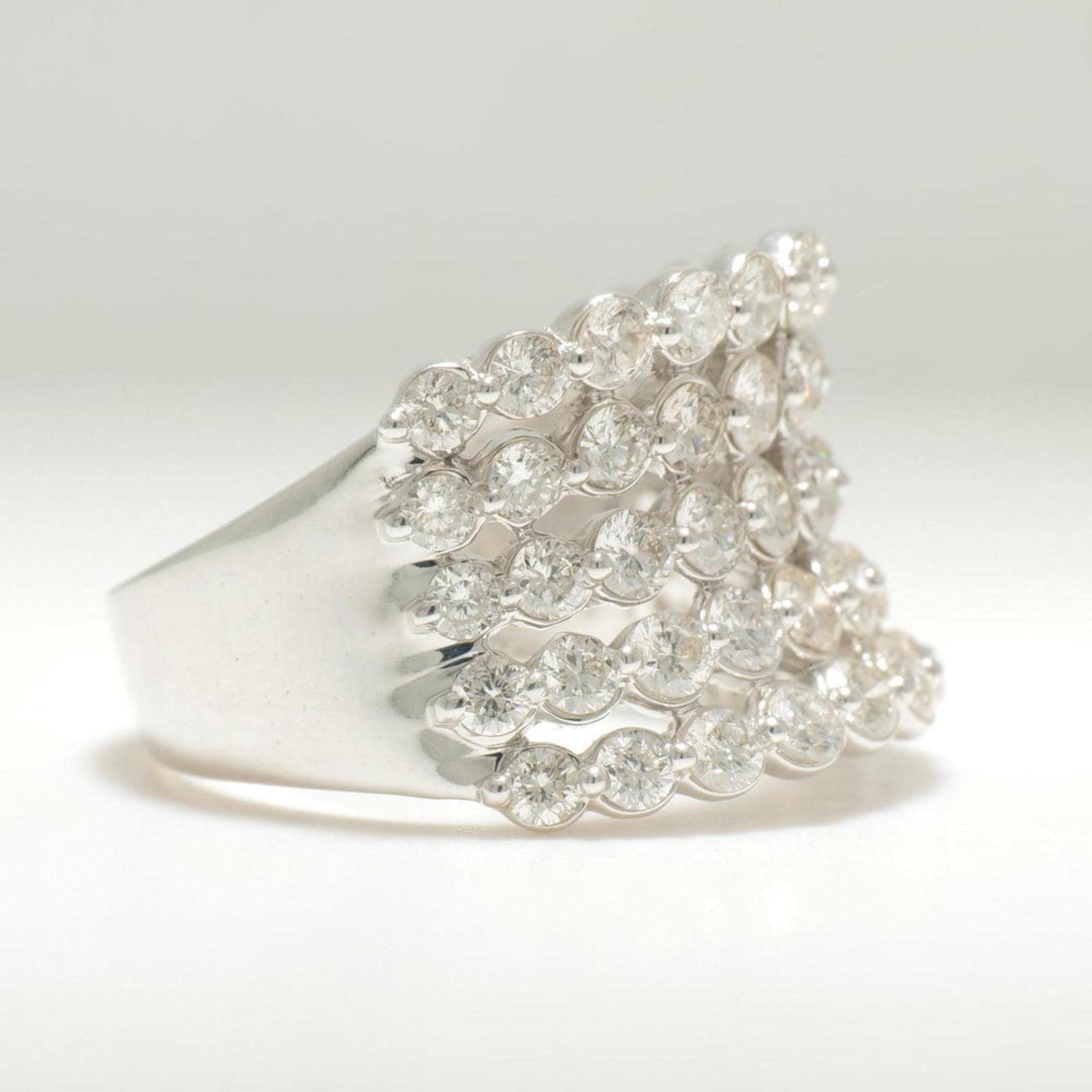 Diamond Eternity Broad Band, 14K Solid Gold, Wide Wedding Band, Natural Diamonds, Multi-Row Stacking Ring, Cocktail Ring, Gift For Her