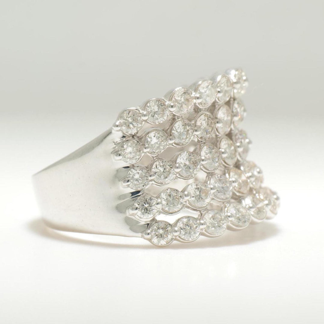 Diamond Eternity Broad Band, 14K Solid Gold, Wide Wedding Band, Natural Diamonds, Multi-Row Stacking Ring, Cocktail Ring, Gift For Her