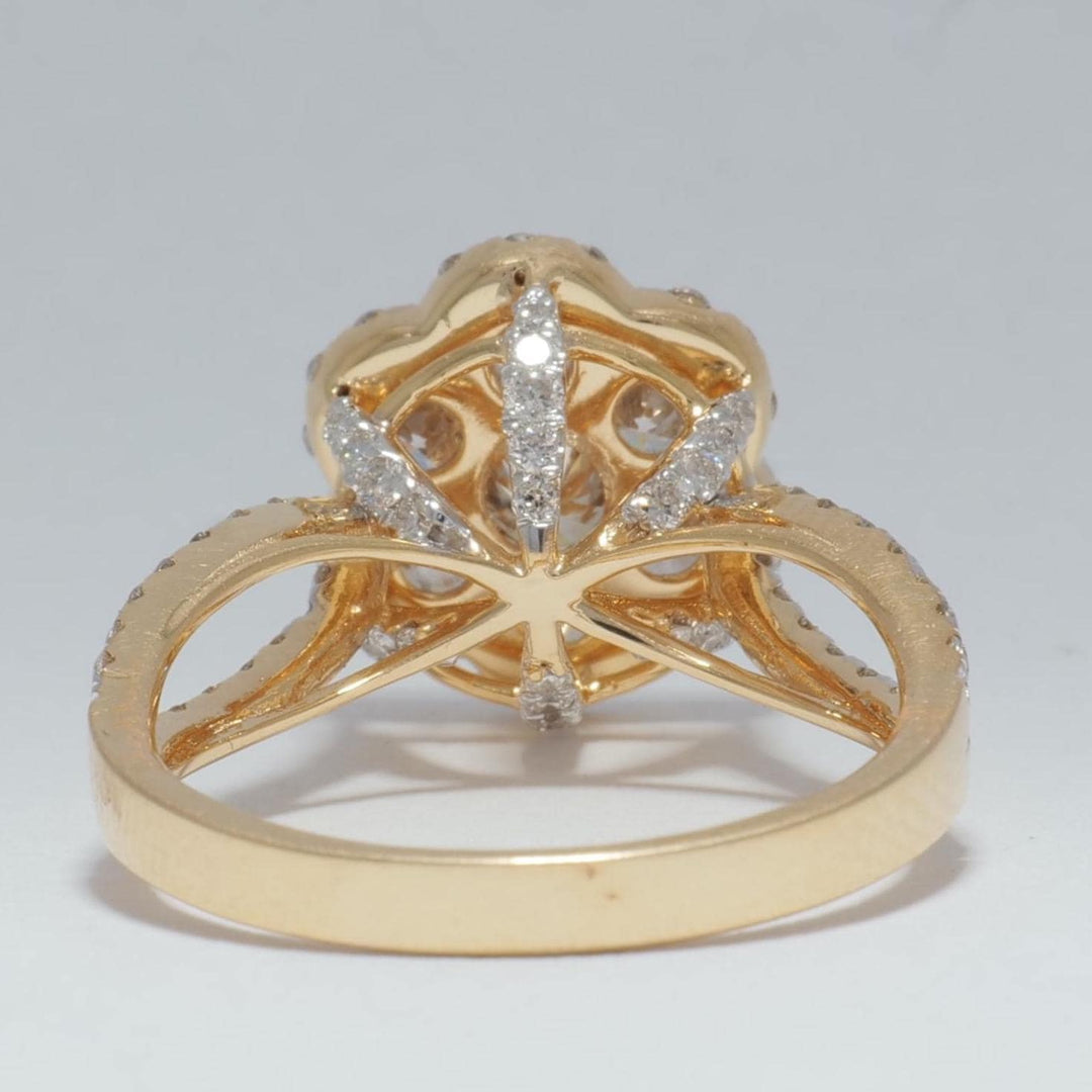 Flower Diamond Ring, 14k Solid Gold, Natural Diamond, Dual tone Illusion Ring, Cluster Statement Ring, Bridal Floral Jewelry, Gift For Her