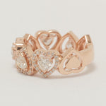 Load image into Gallery viewer, Halo Heart Diamond Eternity Ring, 14K Solid Gold, Cocktail Ring, Heart &amp; Round Natural Diamonds, Wedding Band, Statement Band, Gift for Her
