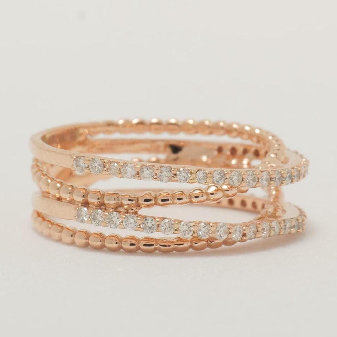 Twist Diamond Band Ring, 14K Solid Gold, Stacking Crossover Ring, Natural Diamonds, Statement Jewelry, Broad Band Ring, Gift for Her