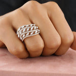 Load image into Gallery viewer, Marquise Diamond Wave Lines Band, Dual Tone Ring, 14K Solid Gold, Natural Diamonds, Statement Cocktail Band, Cluster Ring, Gift For Her
