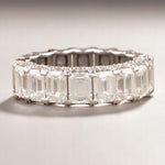 Load image into Gallery viewer, Emerald Cut Diamond Eternity Band, 14k Solid Gold, Natural Diamonds, Half Eternity Promise Ring, Wedding Band, Stackable Ring, Gift For Her
