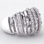 Load image into Gallery viewer, Dome Band Diamond Ring, 14k Solid Gold Ring, Baguette and Round Natural Diamonds, Half Eternity Band, Wide Cocktail Ring, Gift For Her
