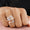 Load image into Gallery viewer, Flower Bunch Dual Tone Ring, 14k Solid Gold, Natural Diamonds, Gold Petals Flower Ring, Cocktail Ring, Floral Cluster Jewelry, Gift for her
