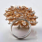 Load image into Gallery viewer, Pear &amp; Marquise leaves Diamond Ring, 14k Solid Gold, Natural Diamonds, Cocktail Halo Ring, Two Toned  Cluster Statement Ring, Gift for her
