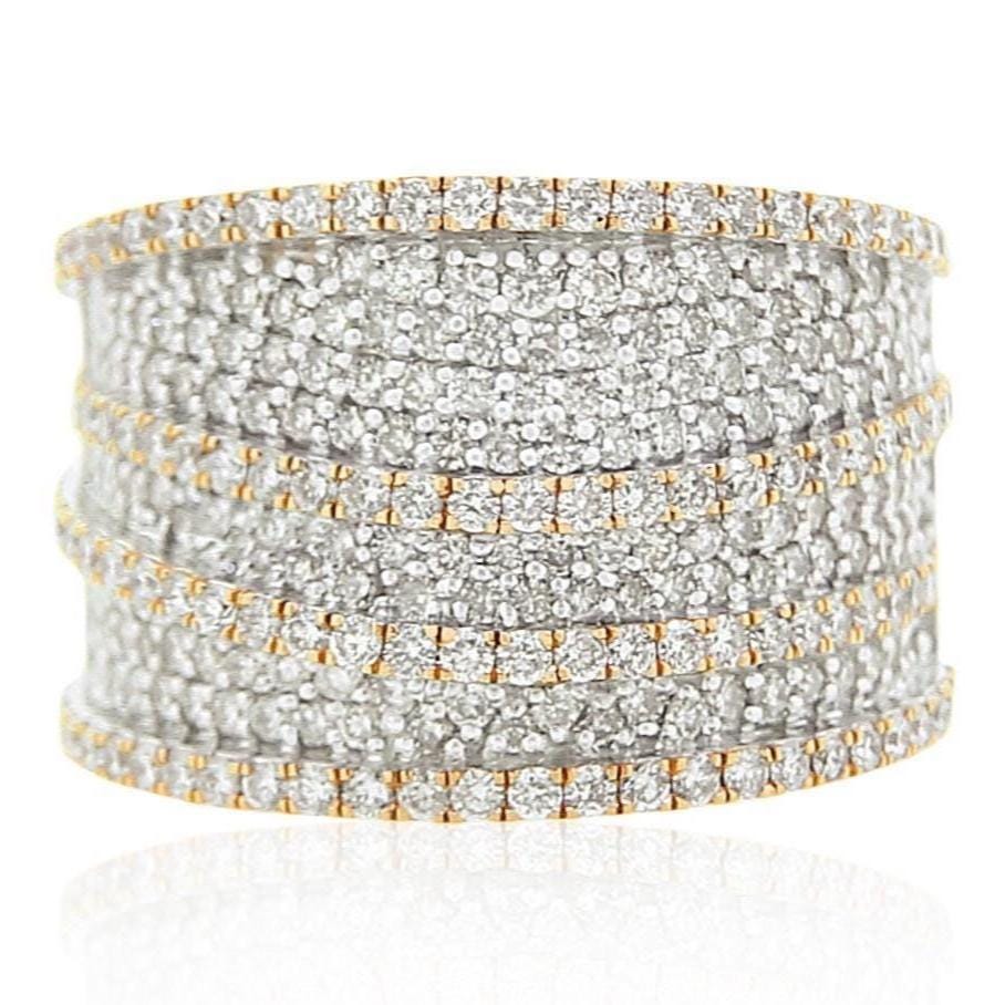 Wide Eternity Band, 14k Solid Gold, Bold Statement Cocktail Band, Natural Diamonds, Iced Out Micro Pave Ring, Two Tone Ring, Gift for her