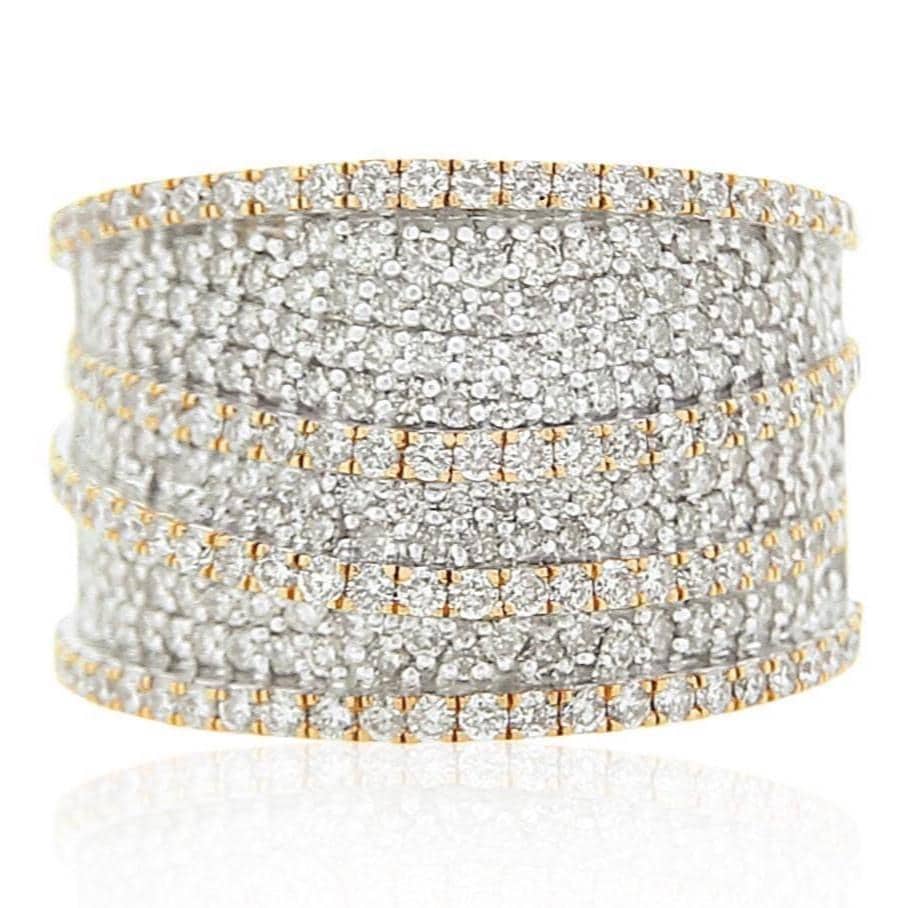 Wide Eternity Band, 14k Solid Gold, Bold Statement Cocktail Band, Natural Diamonds, Iced Out Micro Pave Ring, Two Tone Ring, Gift for her