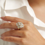 Load image into Gallery viewer, Flower Cluster Diamond Ring, 14k Solid Gold, Baguette Cocktail Ring, Natural Diamonds, Illusion Setting, Statement Jewelry, Gift For Her
