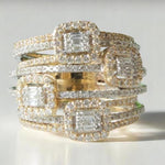 Load image into Gallery viewer, Cocktail Diamond Ring, 14k Solid Gold, Baguette Natural Diamonds, Wedding Ring, Bold Statement Ring, Wide Band Jewelry, Gift For Her
