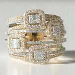 Load image into Gallery viewer, Cocktail Diamond Ring, 14k Solid Gold, Baguette Natural Diamonds, Wedding Ring, Bold Statement Ring, Wide Band Jewelry, Gift For Her
