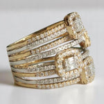 Load image into Gallery viewer, Cocktail Diamond Ring, 14k Solid Gold, Baguette Natural Diamonds, Wedding Ring, Bold Statement Ring, Wide Band Jewelry, Gift For Her
