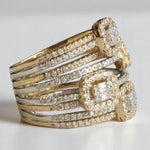Load image into Gallery viewer, Cocktail Diamond Ring, 14k Solid Gold, Baguette Natural Diamonds, Wedding Ring, Bold Statement Ring, Wide Band Jewelry, Gift For Her
