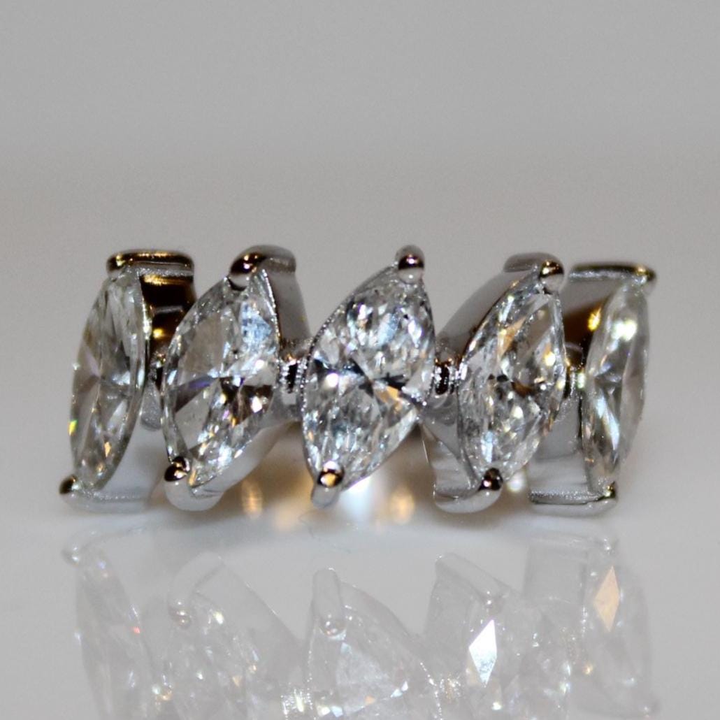 Marquise Diamond Ring, 14k Solid Gold, Engagement Stack, Natural Diamonds, Half Eternity Band, Statement Gold Ring, Gift For Her