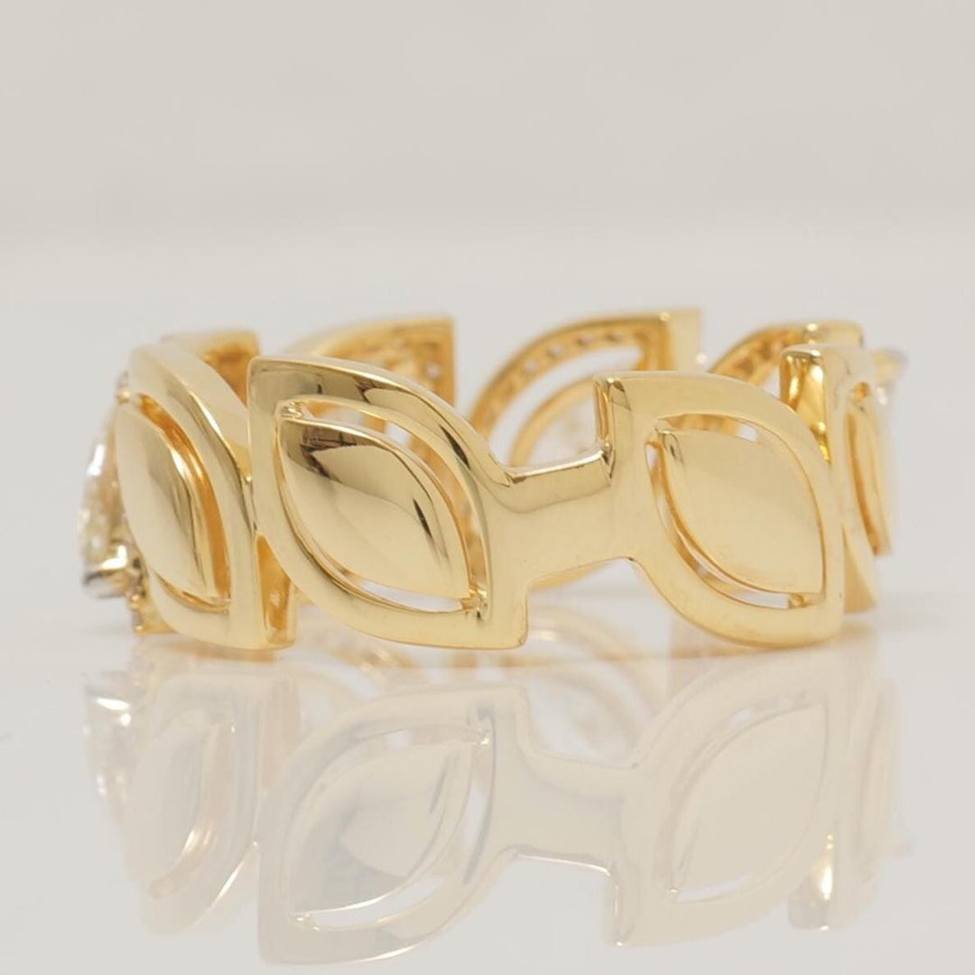 Marquise Leaves Diamond Band Ring, 14k Solid Gold, Natural Diamonds, Engagement Stack, Half Eternity Band, Halo Cocktail Ring, Gift For Her