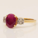 Load image into Gallery viewer, Oval Ruby Natural Diamond Ring: 14k Solid Gold Gemstone Bridal Jewellery, IGI Certified, Ready To Ship
