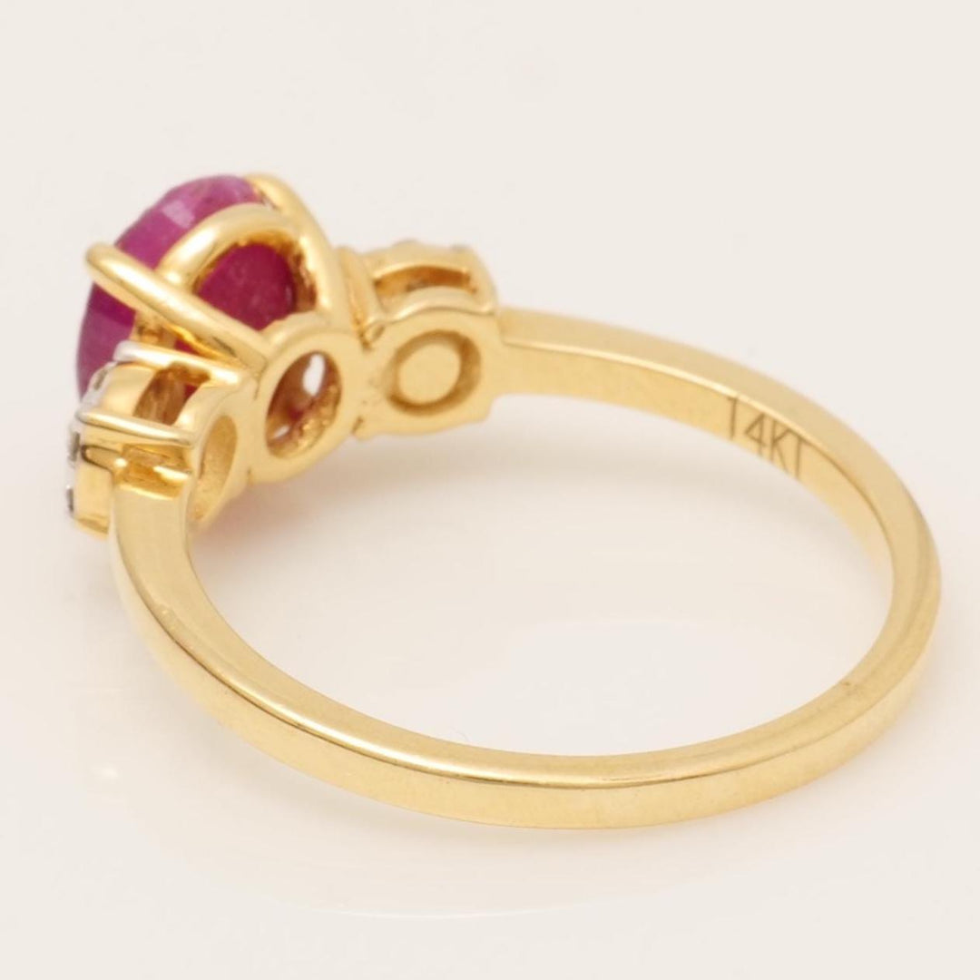 Oval Ruby Diamond Ring, 14k Solid Gold, Natural Diamonds, Cocktail Ring, Three Stone Gemstone Jewelry, Statement Ring, Bridal Jewelry