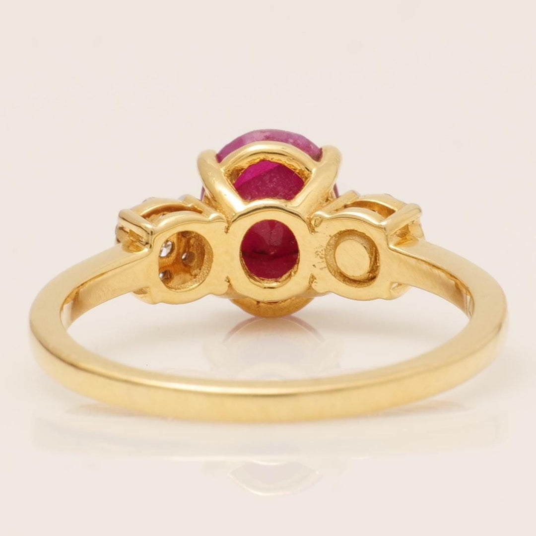 Oval Ruby Natural Diamond Ring: 14k Solid Gold Gemstone Bridal Jewellery, IGI Certified, Ready To Ship