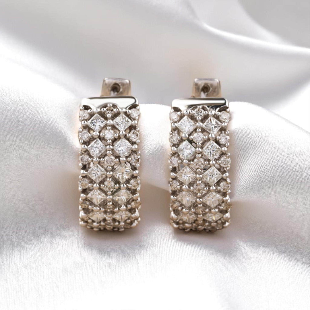 Wide Band Huggie Diamond Earrings, 14k Solid Gold, Natural Diamonds, Pavé Statement Hoop, Cocktail Party Jewelry, Wedding Earrings