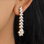 Load image into Gallery viewer, Floral Cluster Diamond Dangle Earrings, 14k Solid Gold, Natural Diamonds, Pear Drop Cocktail Jewelry, Bridal Statement Earrings
