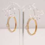 Load image into Gallery viewer, Oval Diamond Hoop Earrings, 14K Solid Gold, Natural Diamonds, Illusion Pave Minimal Jewelry, Bridal Statement Hoops
