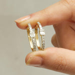 Load image into Gallery viewer, Oval Diamond Hoop Earrings, 14K Solid Gold, Natural Diamonds, Illusion Pave Minimal Jewelry, Bridal Statement Hoops
