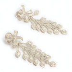 Load image into Gallery viewer, Bow Leaf Diamond Dangle Earrings, 14k Solid Gold, Natural Diamonds, Cocktail Drop Earrings, Bridal Statement Earrings, Baguette Vine Drops
