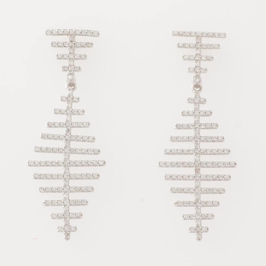 Abstract Dangle Diamond Earrings, 14k Solid Gold, Natural Diamonds, Geometric Linear Jewelry, Modern Statement Jewelry, Bridal Danglers