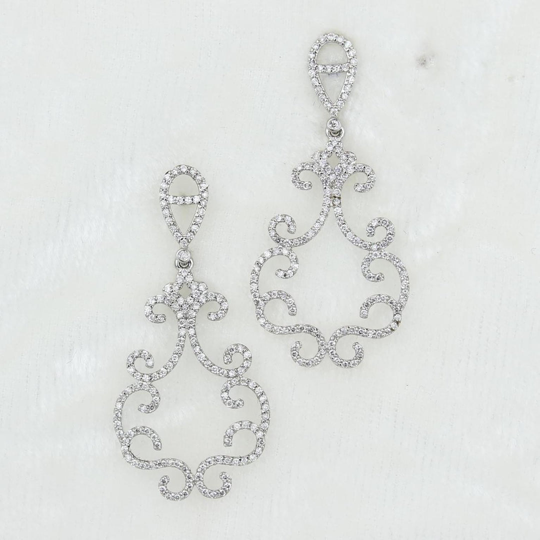 Chandelier Dangle Diamond Earrings, 14k Solid Gold, Filigree Drop Earrings, Natural Diamonds, Statement Wedding Earrings, Gift For Her