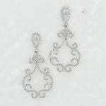 Load image into Gallery viewer, Filigree Chandelier Diamond Earrings, 14k Solid Gold, Natural Diamonds, Scrollwork Dangle Jewelry, Bridal Statement Earring, Wedding Jewelry
