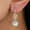 Load image into Gallery viewer, Dome Pearl Drop Diamond Earrings, 14k Solid Gold, Natural Diamonds, Halo Baguette Jewelry, Bridal Statement Dangle Earrings
