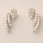 Load image into Gallery viewer, Diamond Climber Stud Earrings, 14k Solid Gold, Natural Diamonds, Everyday Crawler Earrings, Baguette Cluster Illusion Studs, Minimal Jewelry
