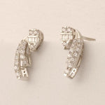 Load image into Gallery viewer, Diamond Climber Stud Earrings, 14k Solid Gold, Natural Diamonds, Everyday Crawler Earrings, Baguette Cluster Illusion Studs, Minimal Jewelry
