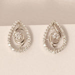 Load image into Gallery viewer, Teardrop Rose Diamond Stud Earrings, 14k Solid Gold, Natural Diamonds, Cluster Pave Setting, Everyday Minimalistic Earrings
