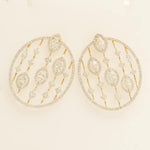 Load image into Gallery viewer, Open Circle Diamond Earrings, 14k Solid Gold, Natural Diamond, Halo Marquise Cocktail Studs, Statement Jewelry, Ready To Ship, IGI Certified
