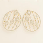 Load image into Gallery viewer, Open Circle Natural Diamond Earrings: 14k Solid Gold Halo Marquise Cocktail Studs, Statement Jewellery, Certified Jewelry
