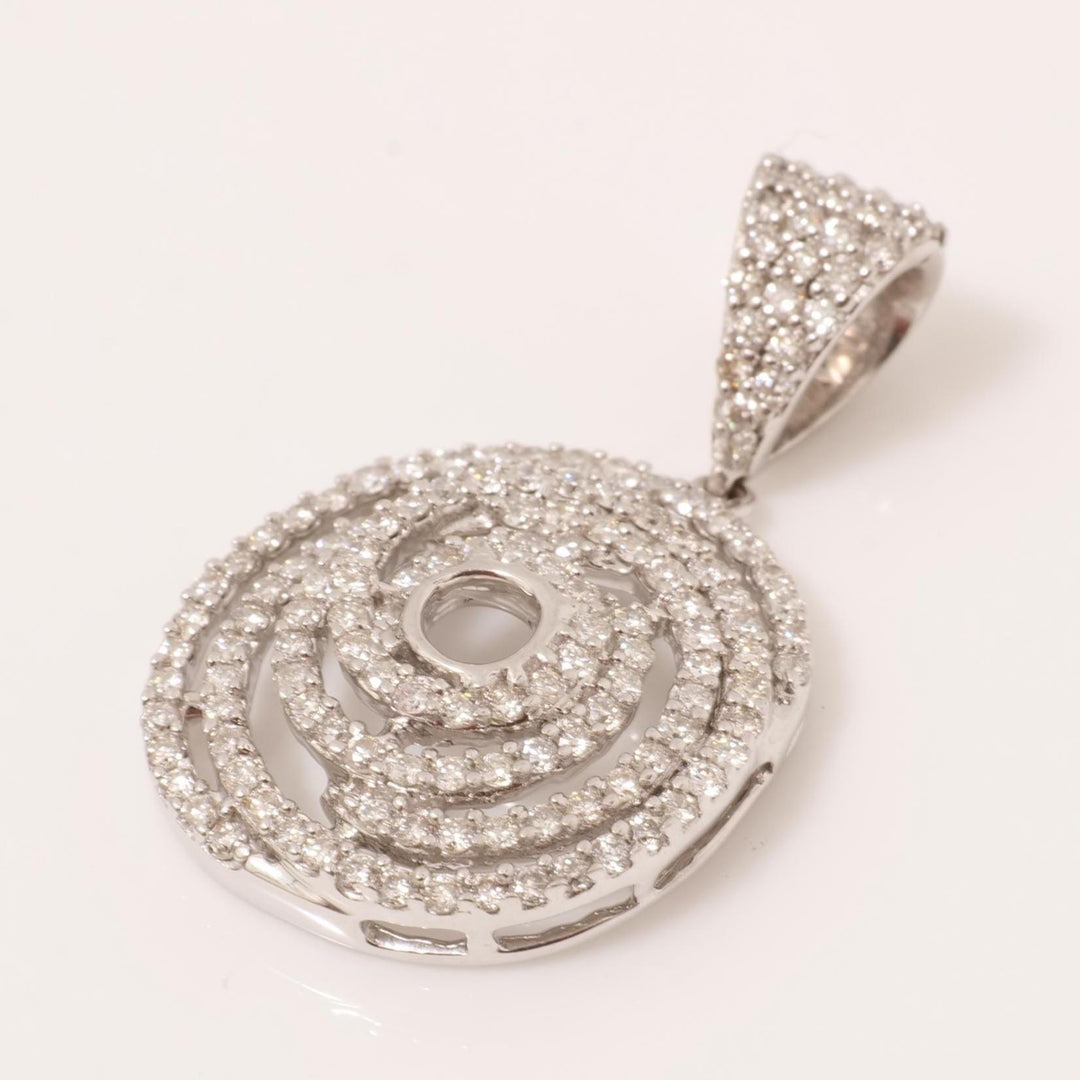 Spiral Pavé Pendant Necklace, 14k Solid Gold, Natural Diamond, Round Swirl Pendant, Stackable Cocktail Pendant, Minimalist Layering Jewelry