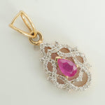 Load image into Gallery viewer, Filigree Ruby Natural Diamond Pendant: 14k Solid Gold Gemstone Necklace, IGI Certified, Ready To Ship
