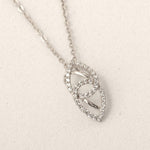 Load image into Gallery viewer, Double Teardrop Diamond Necklace, 14k Solid Gold, Natural Diamond, Intertwined Pear Minimalistic Pendant, Stackable Layering Jewelry
