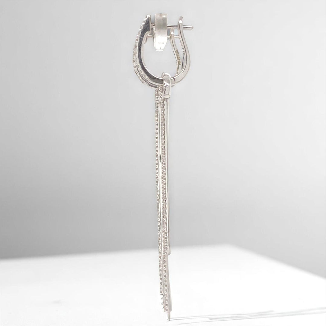 Linear Drop Earrings, 14k Solid Gold, Natural Diamonds, Long Geometric Dangles, Two Way Minimalistic Earrings, Modern Statement Jewelry